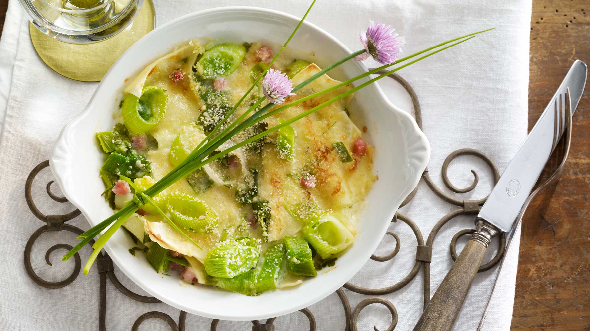 Leek and pasta gratin - Emmentaler AOP Switzerland