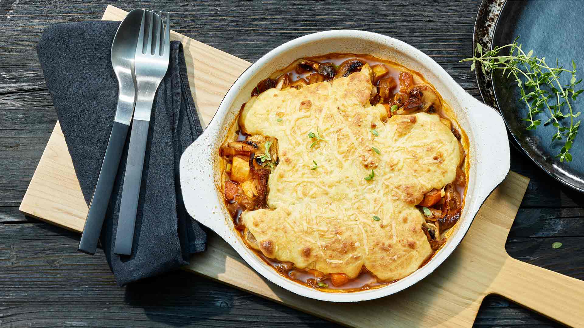 Mushroom ragout with pastry topping - Emmentaler AOP Switzerland
