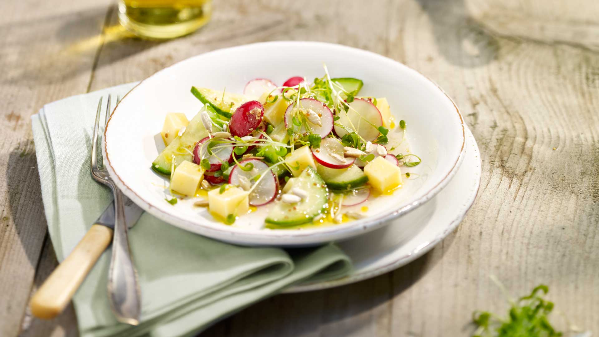 Cucumber and radish salad in apple dressing - Emmentaler AOP Switzerland