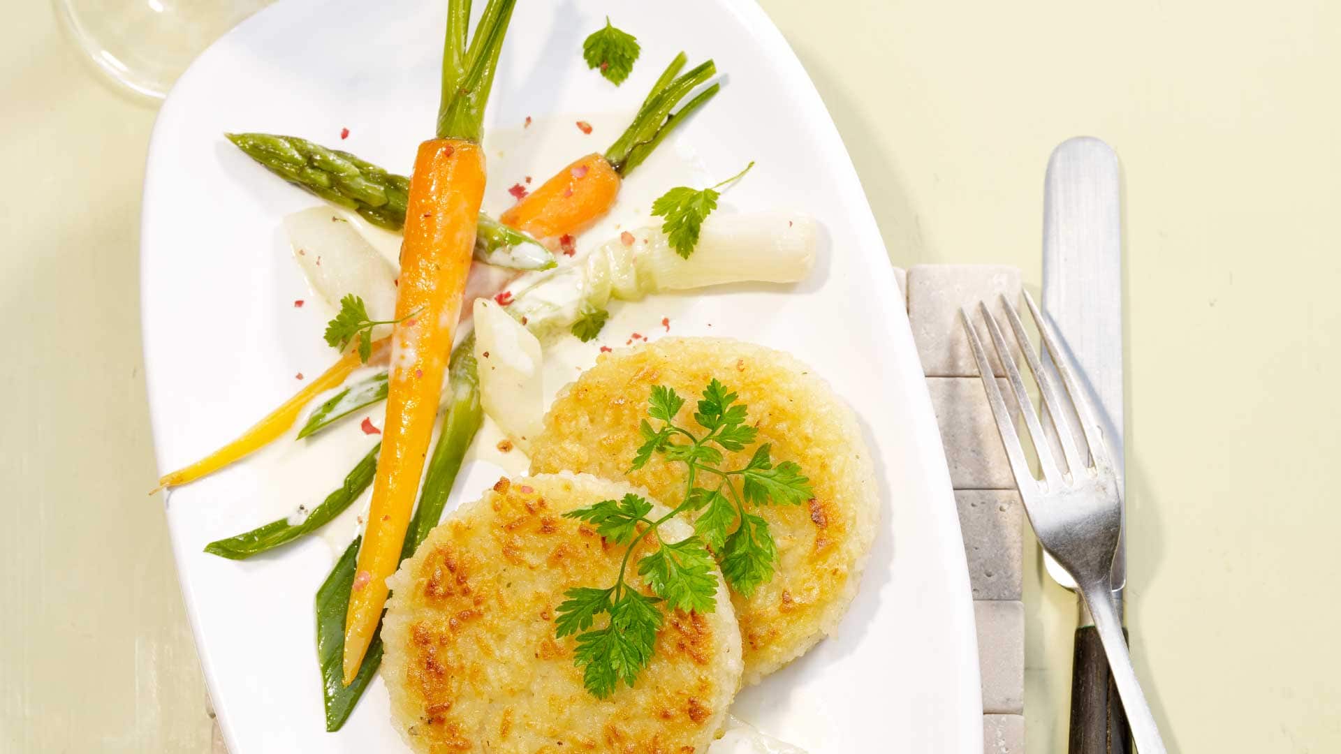 Timbales de risotto aux légumes de printemps Emmentaler AOP Switzerland